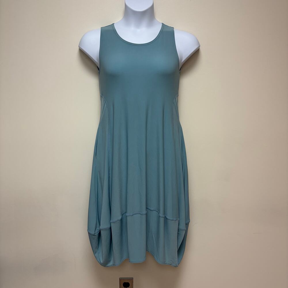 MarlaWynne Dusty Blue Sleeveless Balloon Lantern Dress Pockets PXS